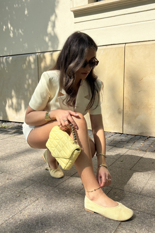 Kollased faux suede ballerinad Camdena