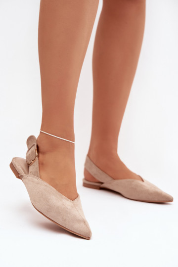 Kreemjas värvi naiste ballerinad klambritega Tanelia