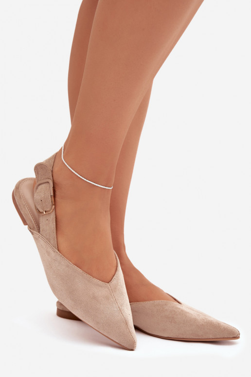 Kreemjas värvi naiste ballerinad klambritega Tanelia