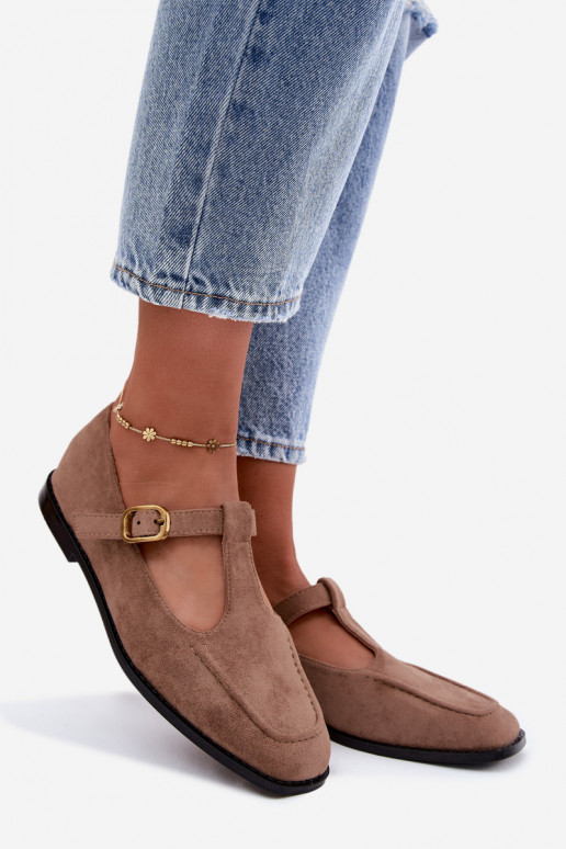 Naiste kingad rihmadega kunstsuede khaki Bonnia