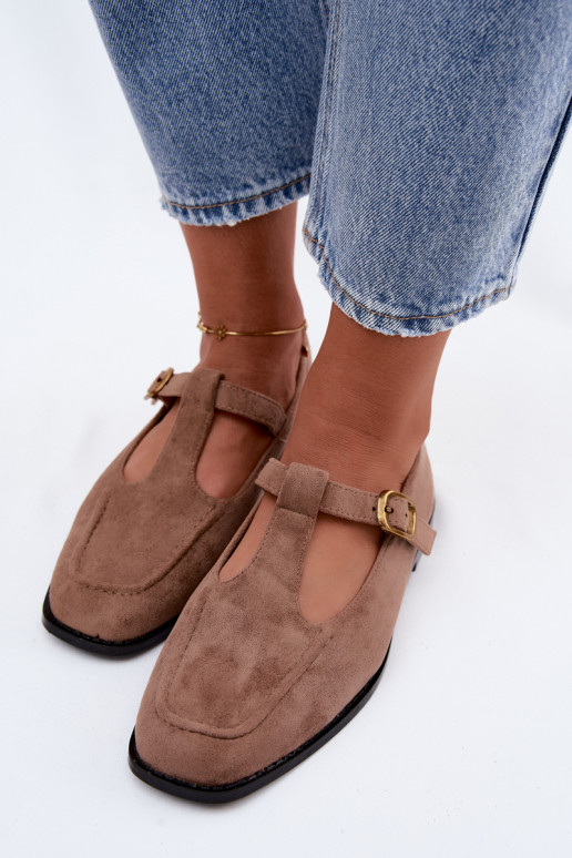 Naiste kingad rihmadega kunstsuede khaki Bonnia