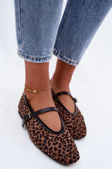 Ballerinad rihmadega kunstsuede leopardimustriga Camoria