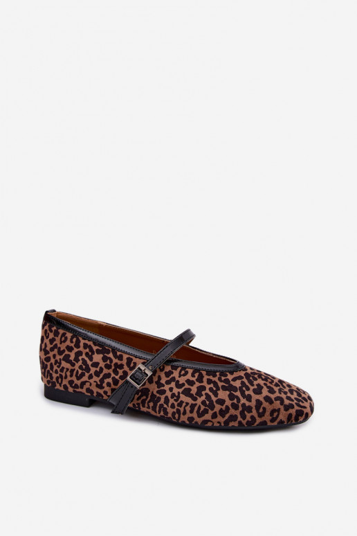 Ballerinad rihmadega kunstsuede leopardimustriga Camoria