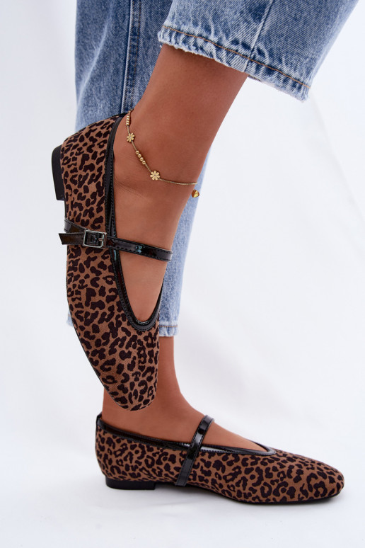 Ballerinad rihmadega kunstsuede leopardimustriga Camoria