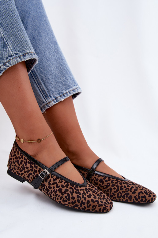 Ballerinad rihmadega kunstsuede leopardimustriga Camoria