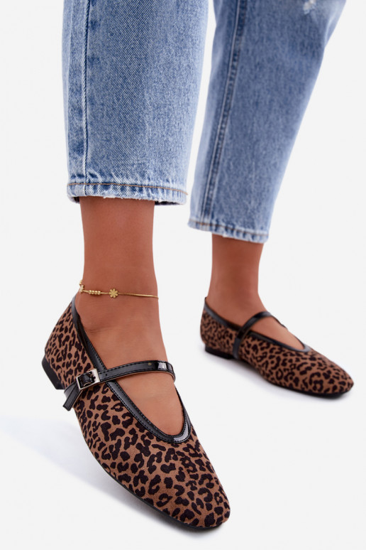 Ballerinad rihmadega kunstsuede leopardimustriga Camoria