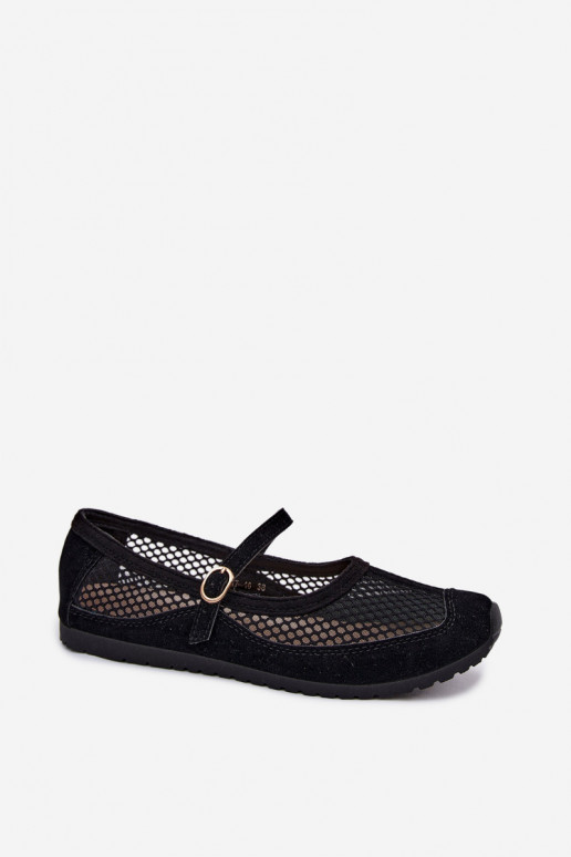 Kootud ballerinad rihmadega mustas Chicca