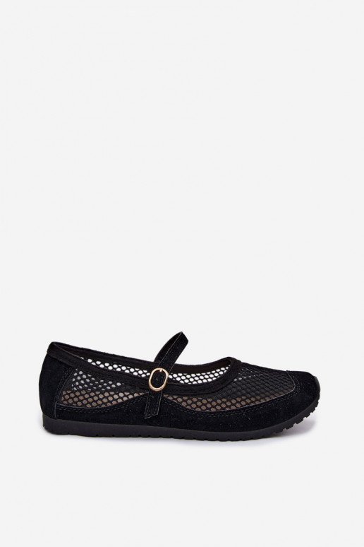 Kootud ballerinad rihmadega mustas Chicca