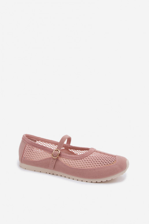 Kootud ballerinad rihmadega roosas Chicca