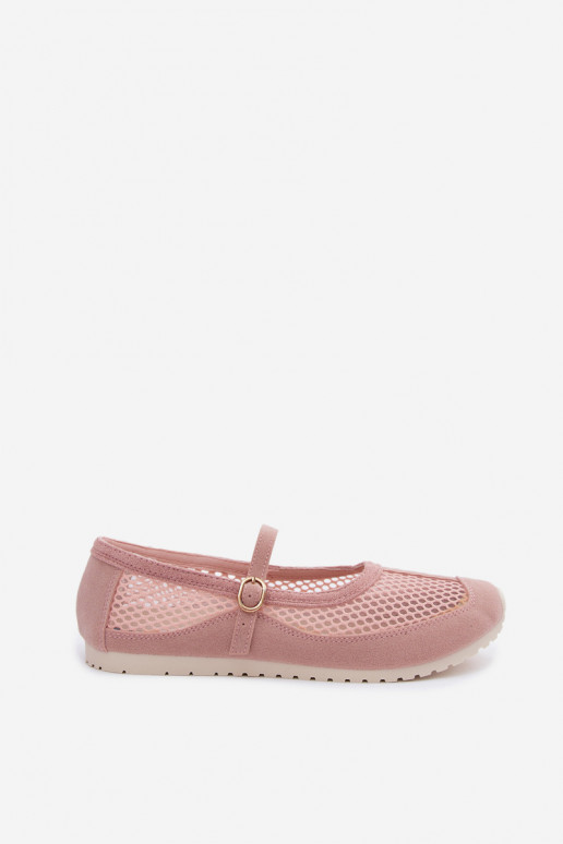 Kootud ballerinad rihmadega roosas Chicca