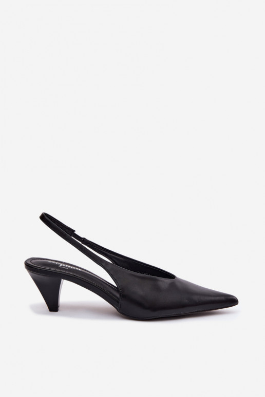 Kandilised sandaalid kunstnahast mustas Sapphire