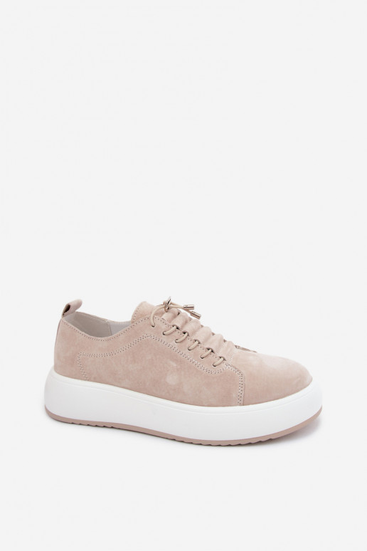 Kreemjad platvormi sneakersid kunstnahast Blushy