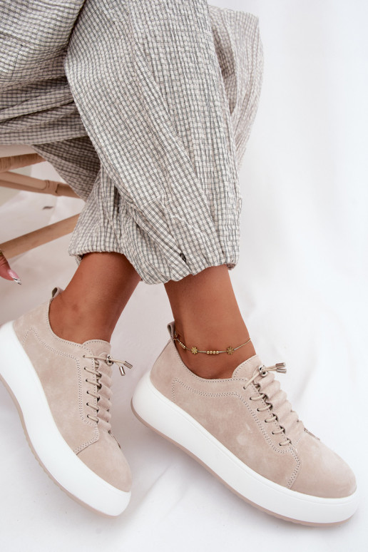 Kreemjad platvormi sneakersid kunstnahast Blushy