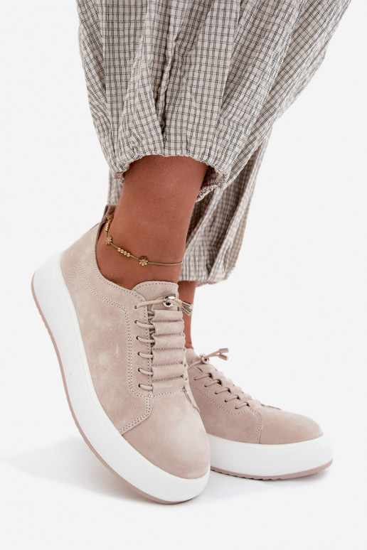 Kreemjad platvormi sneakersid kunstnahast Blushy