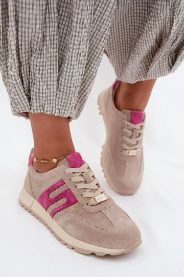 spordijalatsid Sneakers tüüpi jalanõudPealturalnego seemisnakhsedu Pealiste omad beeži värvi Lovey