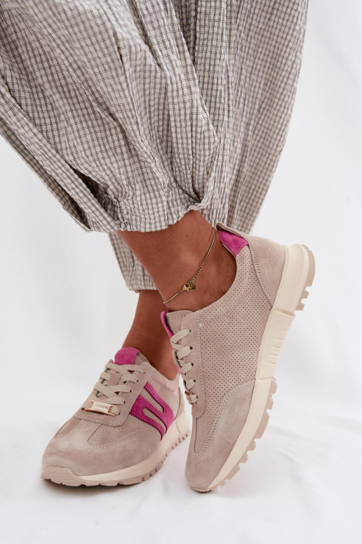 spordijalatsid Sneakers tüüpi jalanõudPealturalnego seemisnakhsedu Pealiste omad beeži värvi Lovey