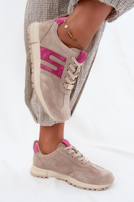 spordijalatsid Sneakers tüüpi jalanõudPealturalnego seemisnakhsedu Pealiste omad beeži värvi Lovey