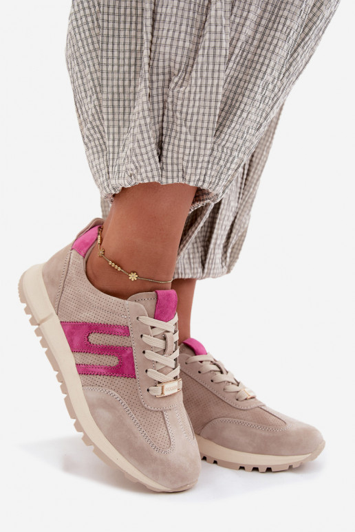 spordijalatsid Sneakers tüüpi jalanõudPealturalnego seemisnakhsedu Pealiste omad beeži värvi Lovey