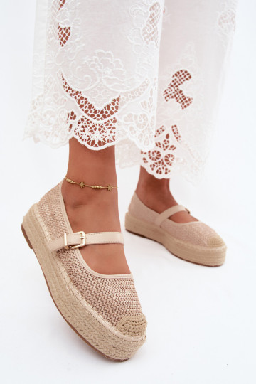 Liivased espadrillid rihmadega platvormil Coastina