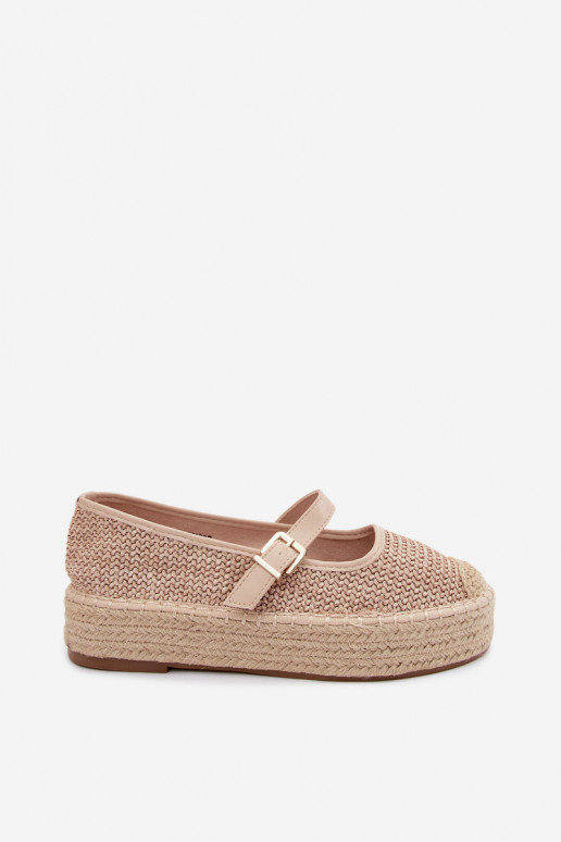 Liivased espadrillid rihmadega platvormil Coastina