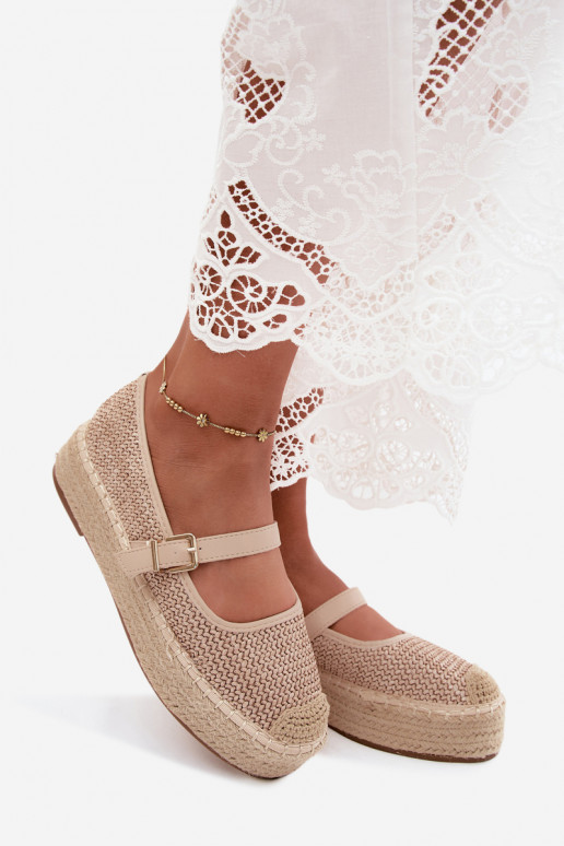 Liivased espadrillid rihmadega platvormil Coastina