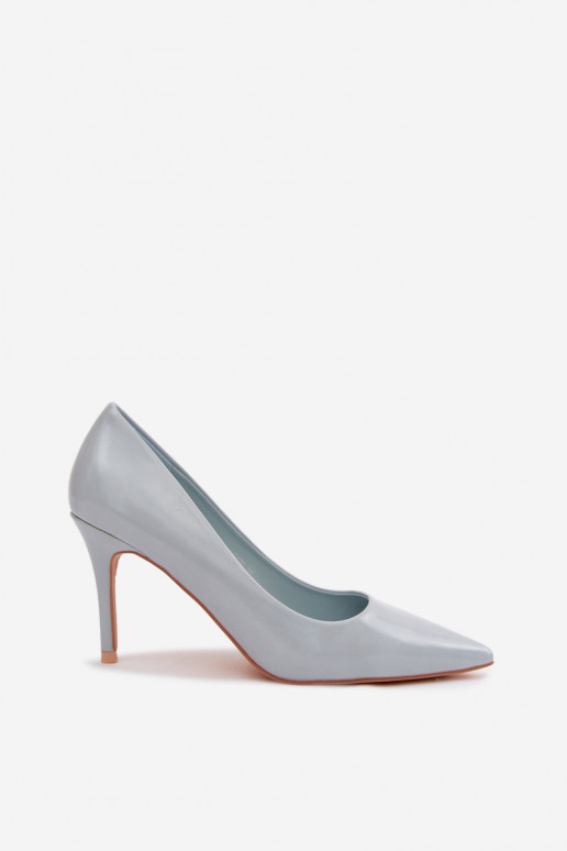 Sinised tehisnaha kõrged kontsad lakiefektiga Tropessa