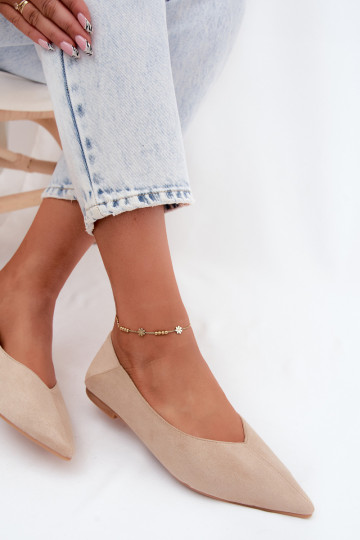 Liivavärvi terava nina ballerinad kunstsuede Corabella