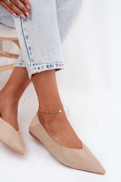 Liivavärvi terava nina ballerinad kunstsuede Corabella