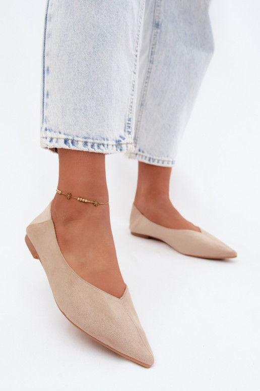 Liivavärvi terava nina ballerinad kunstsuede Corabella