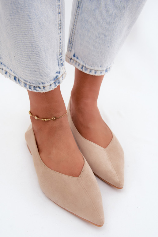 Liivavärvi terava nina ballerinad kunstsuede Corabella