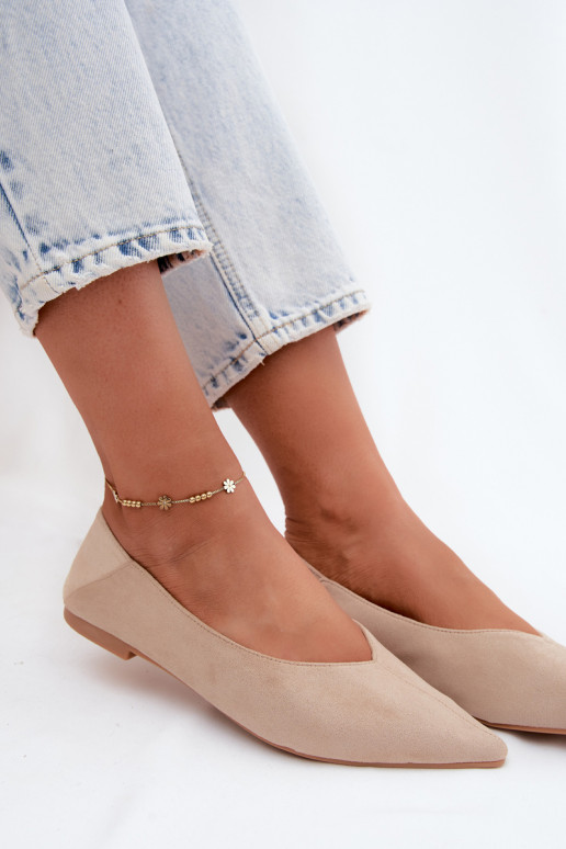 Liivavärvi terava nina ballerinad kunstsuede Corabella