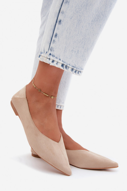 Liivavärvi terava nina ballerinad kunstsuede Corabella