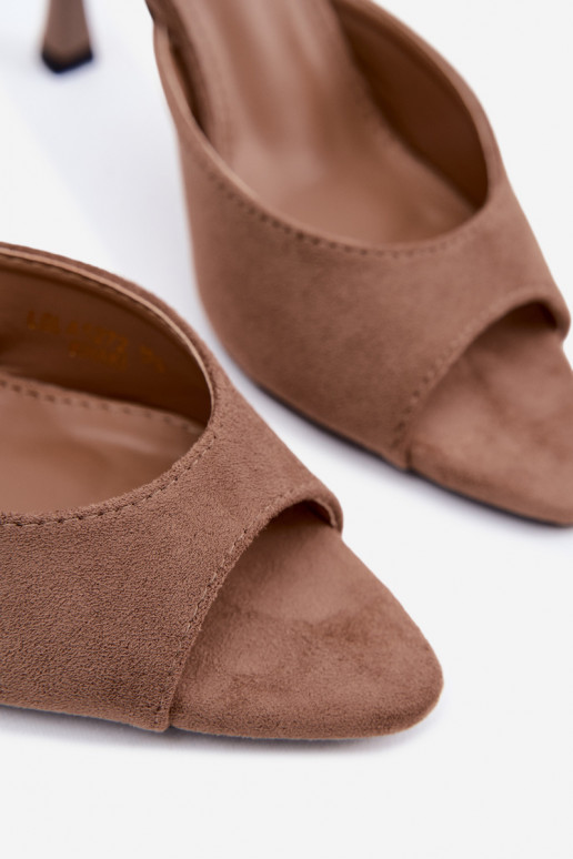 Sandaalid kunstsuede õhukeste kontsadega khaki värvi Cherryssa