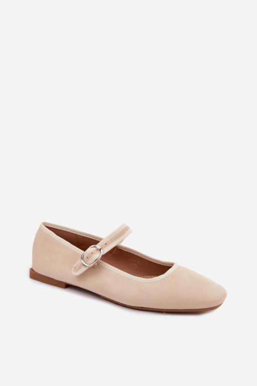 Naiste ballerinad rihmadega liivavärvi kunstsuede Birchia