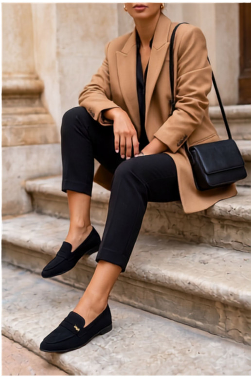 Must faux suede naiste mokasiinid Prestelle