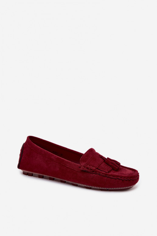 Naiste mokasiinid pomponidega kunstsuede burgundi Linden