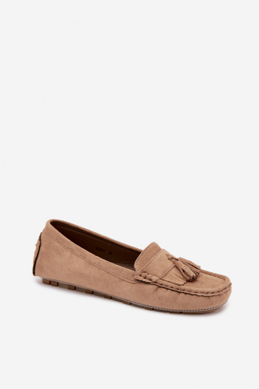 Naiste mokasiinid pomponidega kunstsuede liivakarva Linden
