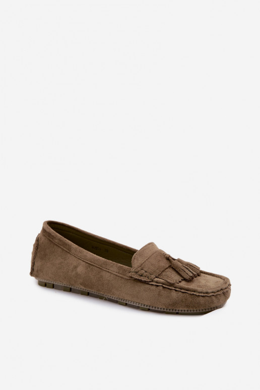 Naiste mokasiinid pomponidega kunstsuede roheline Linden