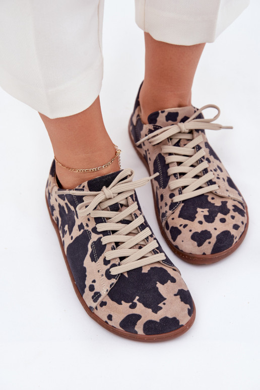 Pruun-beez faux suede vabaaja jalanõud Barefoot Zazoo N1120