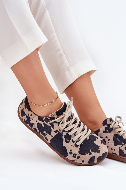 Pruun-beez faux suede vabaaja jalanõud Barefoot Zazoo N1120