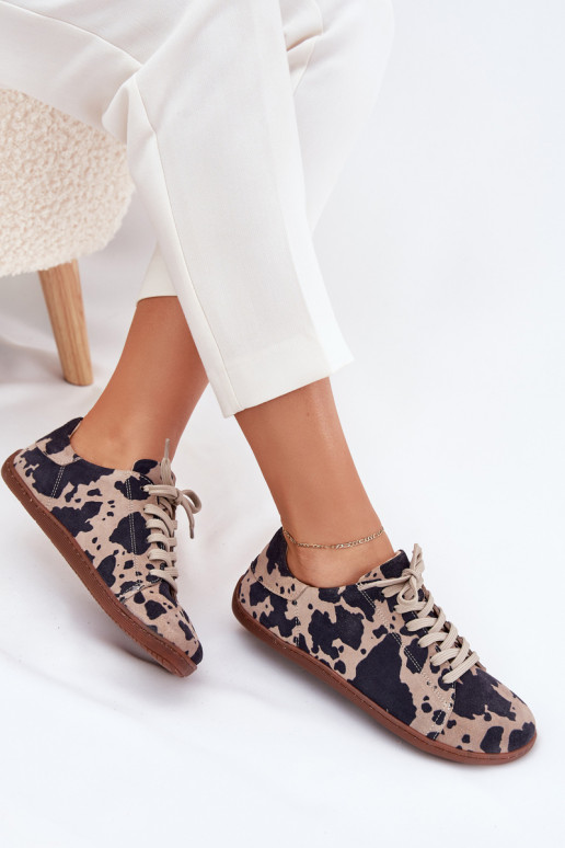Pruun-beez faux suede vabaaja jalanõud Barefoot Zazoo N1120