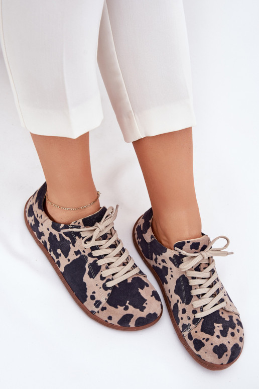 Pruun-beez faux suede vabaaja jalanõud Barefoot Zazoo N1120