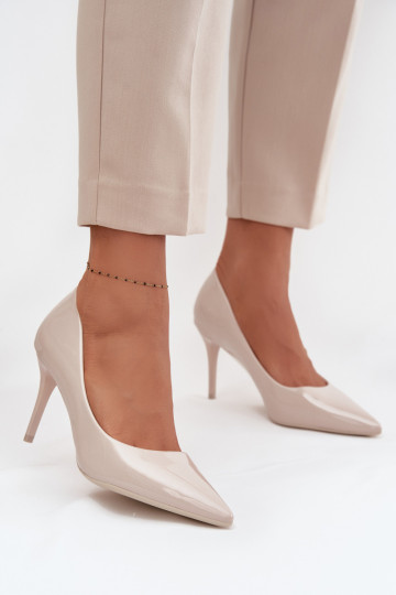 Ivory faux leather kõrge kontsaga kingad lakiefektiga Jadira 2