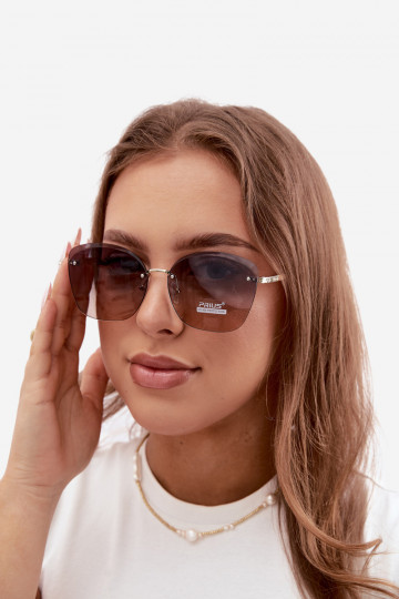 Rimless päikeseprillid UV 400 filtriga tumepruun