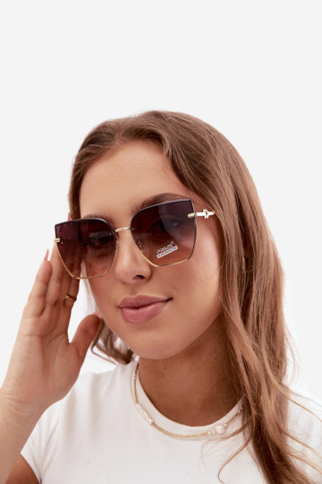Rimless kassi silmadega päikeseprillid UV 400 filtriga pruunid