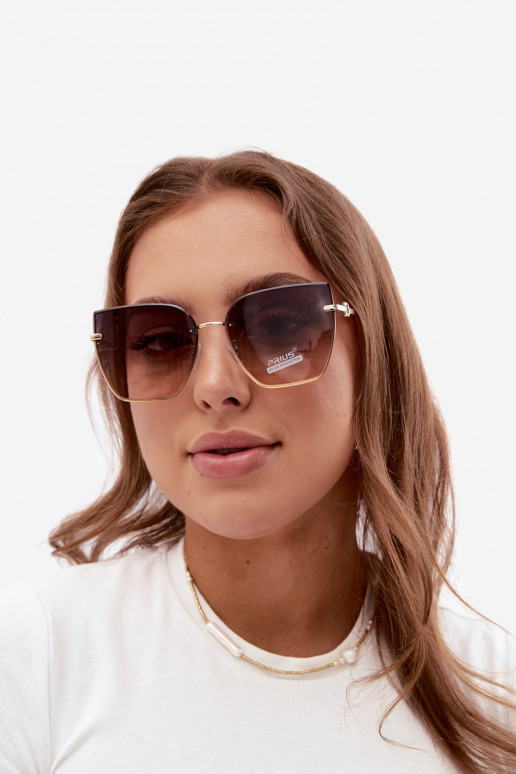 Rimless kassi silmadega päikeseprillid UV 400 filtriga pruunid