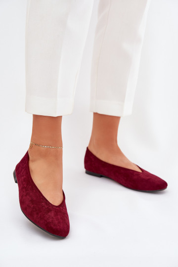 Klassikalised ballerinad burgundia faux suede Osallin