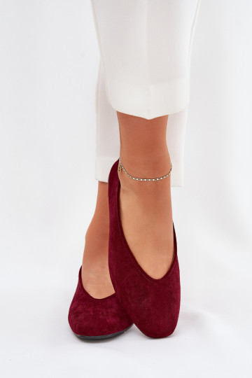 Klassikalised ballerinad burgundia faux suede Osallin 2