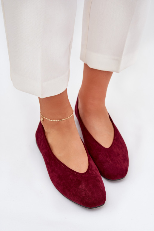 Klassikalised ballerinad burgundia faux suede Osallin