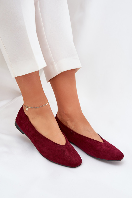 Klassikalised ballerinad burgundia faux suede Osallin